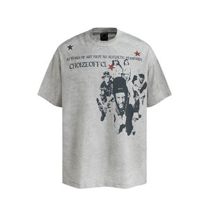 Camiseta de Jersey de Manga Corta Informal 100% Algodón de Marca Moderna, Antiarrugas, Ecológica, con Estampado Retro, Estilo Hip Hop Holgado para Hombre - Product Image 3