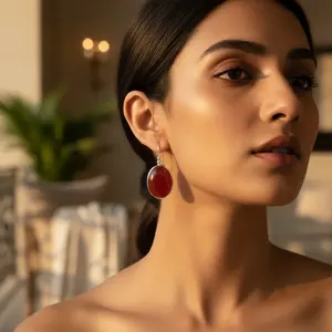 Argent sterling 925, classique, tendance, ovale, en forme de goutte, pour femmes, avec perles, diamants, forme de crochet, pour mariages, fêtes, cadeaux - Product Image 2