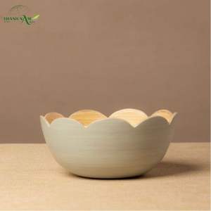 Handcrafted Customized Spun <b>Bamboo</b> <b>Bowl</b>-Eco-Friendly Disposable Party Home Use Elegant Floral Silhouette - Product Image 4