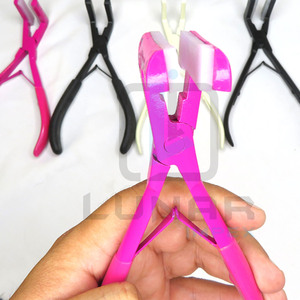 Hot Pink Color Pro Tape In Press Alicates para extensiones de cabello Asegure cada cinta en enlace presionando firmemente dos piezas juntas - Product Image 3