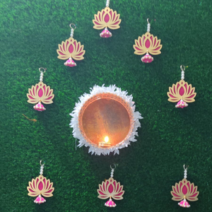 ที่แขวนรูปดอกบัวสำหรับตกแต่งบ้าน,ที่แขวนดอกบัวสำหรับตกแต่งบ้านงานขึ้นบ้านใหม่ฉากหลังสไตล์มงคลบัวสีชมพู - Product Image 4