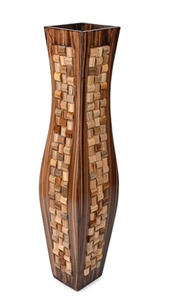 Florero de madera de diseño de mosaico alto para decoración de oficina en casa florero de madera largo rústico Decoración elegante para oficina en casa - Product Image 4