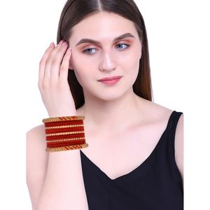 ชุดกำไลข้อมือสำหรับเจ้าสาวในงานแต่งงานของอินเดียชุดกำไลข้อมือคริสตัลเทียมสีแดง - Product Image 3