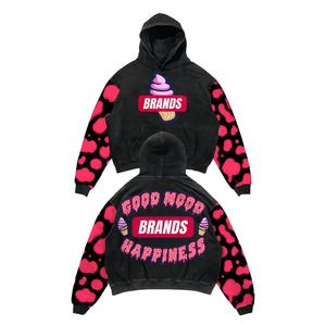 2026 OEM Custom Men's Oversize French Terry Cotton Fabric Acid Wash Distressed Hoodie With Raw Hem - Product Image 1