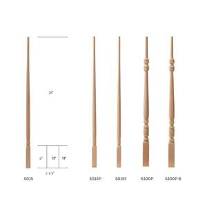 Balaustres de madera minimalista, álamo sólido imprimado con parte superior de alfiler, personalizado, 38 ''de longitud, soluciones de piezas de escalera Premium ecológicas - Product Image 2