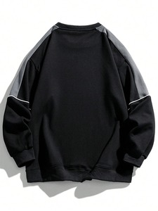 Sudadera de algodón con mangas raglán para hombre, Sudadera de cuello redondo contrastante a la moda, adecuada para Otoño e Invierno - Product Image 4