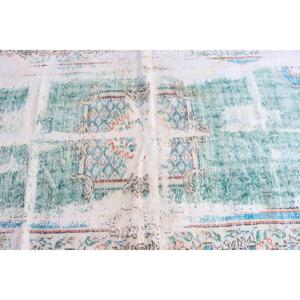 Alfombra Turca de 4x6.8 pies, Alfombra Vintage, Alfombra de Lana con Diseño Floral Azul Verde - Product Image 4