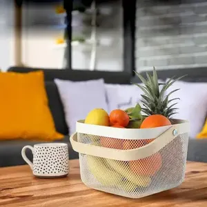 Organizador de cestas de metal apilable de alta calidad con asas para exhibición minorista y supermercado de proveedor indio - Product Image 1