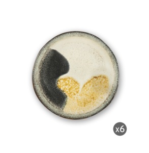 Ensemble de 6 assiettes à soupe rondes irrégulières en céramique Dioniso Excelsa, style minimaliste terrestre, émail réactif brillant, décoration numérique en relief - Product Image 1