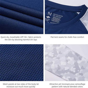 เสื้อแขนยาวผู้ชาย แห้งเร็ว ระบายอากาศดี ป้องกันแสงแดด UPF 50+ ลายพราง แขนเสื้อแบบแร็กแลน สำหรับเล่นกีฬาและฝึกซ้อม ขายส่ง - Product Image 3