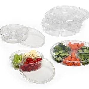 <b>Clear</b> R(PET) Round Plastic Food <b>Containers</b> Divided Design for Fridge Storage - Product Image 1