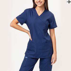 Los más vendidos de mezcla de algodón y poliéster de manga corta con cuello en V para mujer, traje y uniformes de Enfermería Médica para Hospital - Product Image 5