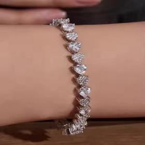 Estilo de moda de lujo blanco plateado 925 pulsera mujer 0,5 CT corte de pera Moissanite diamante tenis pulseras - Product Image 6