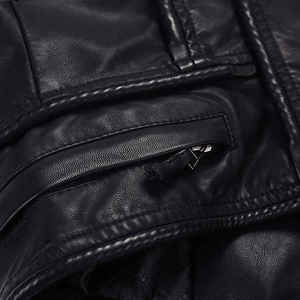 Blouson de motard en cuir véritable pour femme, avec rivets décoratifs, col montant, fermeture éclair, manches longues, respirant, idéal pour l'hiver - Product Image 6