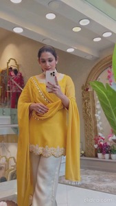 Tissu Georgette indien pakistanais fantaisie avec broderie tendance, Kurti simple à porter pour les occasions formelles, les fêtes, les mariages, avec Plazo - Product Image 5