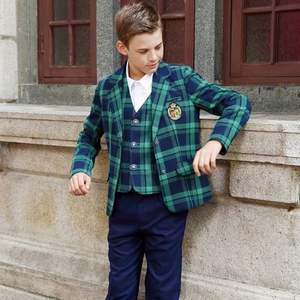 Fashion Suta Casual <b>Boys</b>' Check British Style Multi Color <b>Blazer</b> Medium Size Knitted Fabric <b>for</b> Autumn Season - Product Image 2