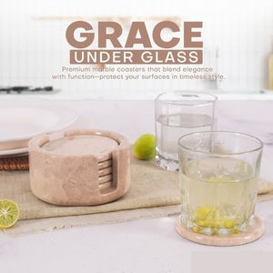 Durable & Eco-Friendly 3.5-Inch Diameter <b>Ceramic</b> Tea Cup <b>Coasters</b> Set of 6 with Holder from Indian Supplier - Product Image 3