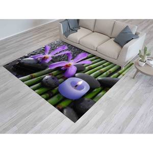 Tapis Zen Stones : Orchidée Violette Bambou, Tapis d'appoint Antidérapant, Tapis en Chenille - Product Image 4