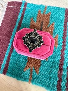 925 <b>Sterling</b> <b>Silver</b> <b>Adjustable</b> <b>Ring</b> with Natural Onyx Handmade Bezel Set Oval Cut Diamond for Weddings or Parties - Product Image 2