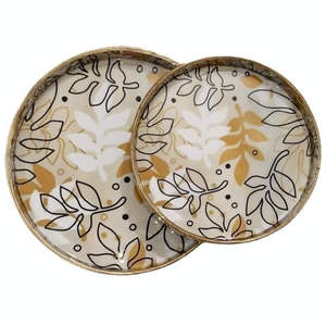 Lot de 2 plateaux de service élégants en bois MDF fait main avec éléments décoratifs - Product Image 1