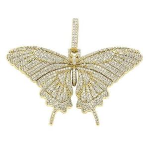 Pendentif Hip Hop moderne en moissanite VVS sertie de diamants avec un design papillon en argent 925 plaqué or à prix de gros - Product Image 1
