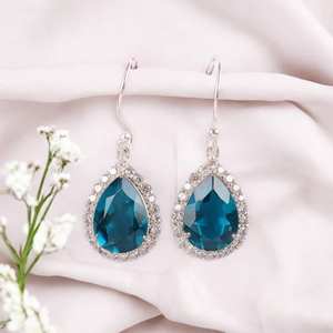 Boucles d'oreilles en argent sterling 925 plaqué or avec accents de zircon cubique, pierre précieuse apatite, pour femmes, cadeau d'anniversaire - Product Image 2
