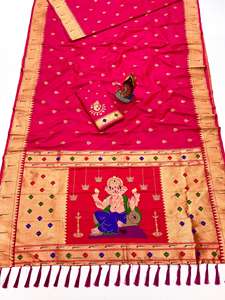 Artriddh Ganesh Paithani Soft Silk Saree-Reversible para bodas y celebraciones de Diwali - Product Image 5