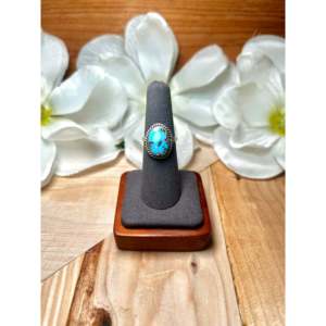 Navajo-Made Golden Hill Turquoise & Sterling <b>Silver</b> <b>Statement</b> <b>Ring</b> Oval Cut Natural Stone Size 6 for Everyday Wear - Product Image 1