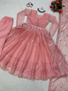 Más vendidos indio paquistaní tradicional nueva moda último diseñador cintura Natural mujeres vestido Casual traje de manga larga - Product Image 4