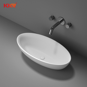 Unité de bassin de comptoir de salle de bains d'hôtel petit évier de navire de salle de bains bassin de surface solide blanc - Product Image 3