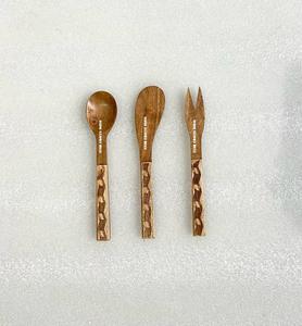 Ensemble cuillère et fourchette en acacia de luxe moderne en gros couverts à salade en bois avec long manche de designer accessoires de cuisine serveuse à salade - Product Image 6