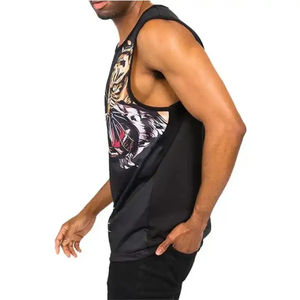 Camisetas sin mangas de compresión para gimnasio para hombre personalizadas al por mayor, equipo de entrenamiento de punto transpirable con diseño de sublimación completa - Product Image 3