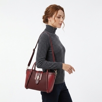 Tas Tangan Wanita QAZA 2026 Terbaru Berkualitas Tinggi Bahan Kulit PU Elegan Model Patchwork Pemasok Grosir Set 2 in 1 Tas Selempang
