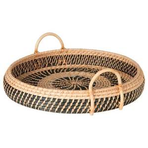 Bandeja rodante para habitación de restaurante, forma redonda con asa, bandeja de ratán, bandeja de almacenamiento de artículos de Hotel, utensilios de cocina disponibles personalizados - Product Image 1