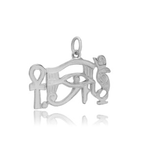 Colgante de Plata de Ley 925 para Mujer con Diseño de Ojo de Ra y Ankh, Símbolo Egipcio, Hecho a Mano en Turquía, Joyería Moderna - Product Image 5