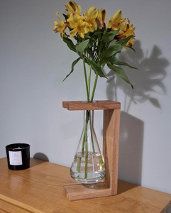 Vase moderne de luxe en bois pour anniversaire de mariage, fait à la main, grain de bois naturel, écologique, personnalisable, diamètre, décoration de table, décoration de la maison - Product Image 2