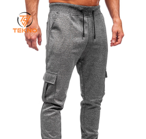 Basic SweatMen's Active Men Fitness Joggers Pantalones de chándal Cremalleras Bolsillos Secado rápido Transpirable Material de algodón para hombres Pantalón de chándal - Product Image 2
