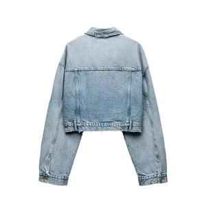 แจ็คเก็ตยีนส์สั้นแฟชั่นลำลองสำหรับผู้หญิง รุ่นใหม่ประจำฤดูหนาวปี 2024  บุด้วยผ้าฝ้าย ระบายอากาศได้ดี เรียบง่ายและใช้งานได้หลากหลาย - Product Image 2