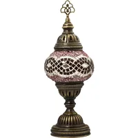 Lampe de bureau électrique en bronze européen artisanale turque avec abat-jour en mosaïque de verre teinté LED pour chambre à coucher