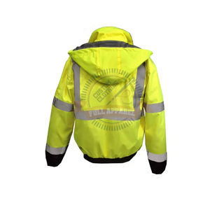 Nueva llegada HV alta visibilidad negro Interior invierno bombardero chaqueta reflectante seguridad poliéster OEM servicio uniformes secado rápido - Product Image 5