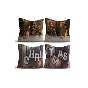 Juego de fundas de cojín de yute mínimo duradero de 3 piezas 43x43 patrón orgánico geométrico lavable Navidad personalizada para hospitales - Product Image 1