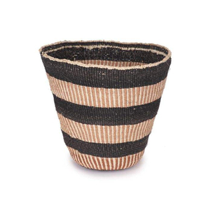 Cesta de Almacenamiento Tejida a Mano de Estilo Bohemio, Cesta Redonda con Rayas Negras y Beige para Sala de Estar - Product Image 1