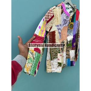 Chaqueta de algodón bohemio para mujer india, Abrigo acolchado Vintage hecho a mano con estampado de retazos múltiples, nuevo estilo para otoño - Product Image 3