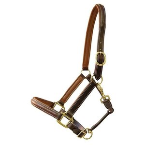 Sangle de gorge tressée ronde en cuir avec garniture en laiton - Product Image 1