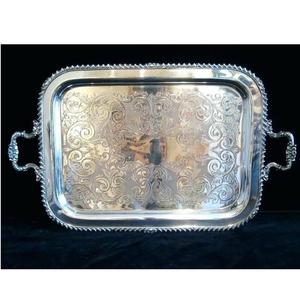 Plateau de service en acier nickelé fait à la main plateau en métal rectangulaire décoratif maison viande fruits dîner servant des conceptions imprimées - Product Image 6