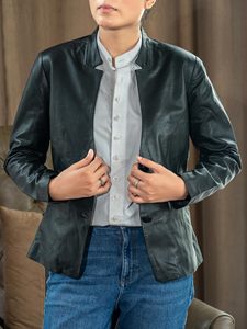 Women's High Quality Sheep Skin <b>Leather</b> Quilted <b>Jacket</b> Winter Fashion <b>Faux</b> Cotton Custom Made <b>Plus</b> <b>Size</b> Motorbike Street Button - Product Image 3