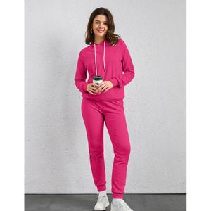 เสื้อวอร์มมีฮู้ดของผู้หญิงเสื้อกันหนาวมีฮู้ดผ้าฟลีซโอเวอร์ไซส์ชุดวอร์มสีล้วนสำหรับฤดูใบไม้ร่วงและฤดูหนาว - Product Image 1