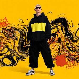 Survêtements surdimensionnés à fermeture éclair pour hommes, sweats à capuche amples à fermeture éclair, pantalons de survêtement à jambes larges, ensembles de survêtement en molleton pour l'hiver, streetwear pour hommes - Product Image 3