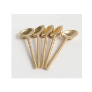 Cuillère à feuilles brillantes avec couleur dorée en laiton taille personnalisée petite cuillère à couverts en métal pour enfants à la maison petite cuillère - Product Image 3