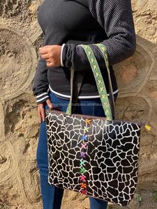 Bolsos de mano de cuero de vaca con estampado de animales reales de primera calidad para mujer, monederos de hombro de vaquera de gran capacidad de estilo Vintage de alta calidad - Product Image 4